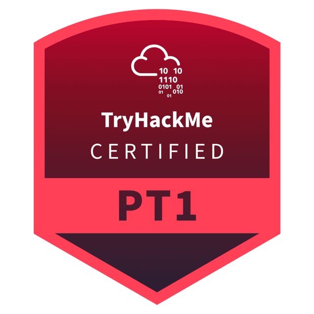 TryHackMe PT1 certification badge
